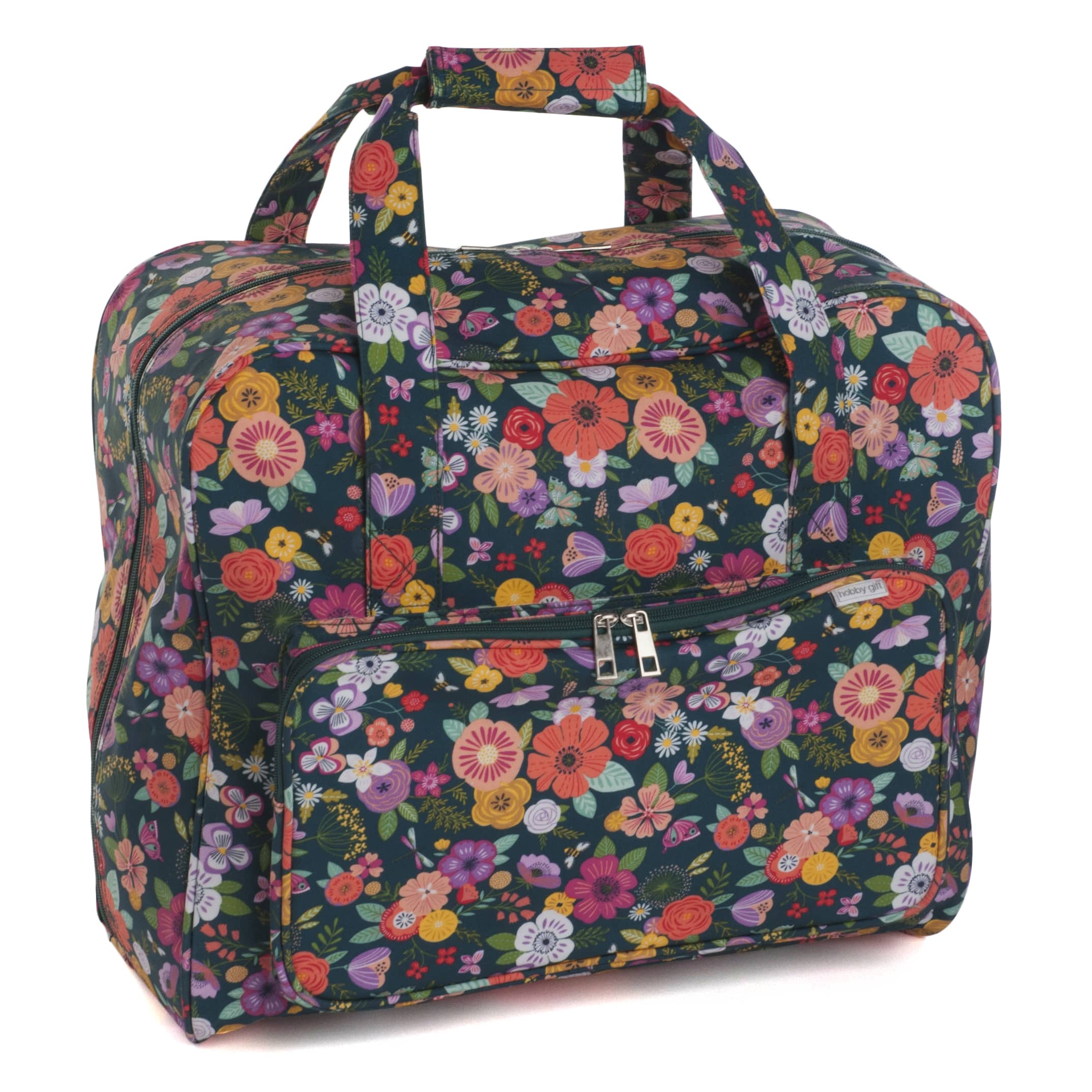 Sewing Machine Bag - Matte PVC - Floral Garden Teal
