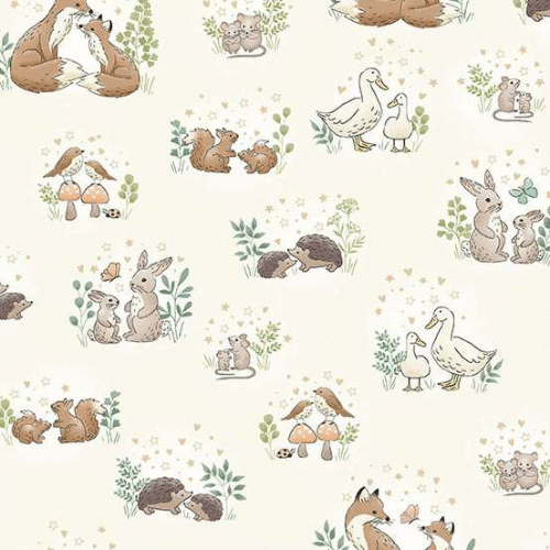 Makower Fabric Hugs - Cream
