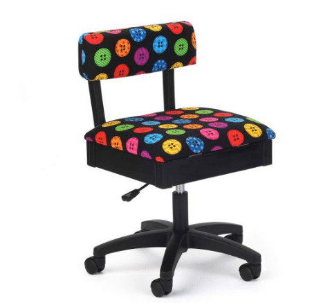 Hydraulic Sewing Chair - Bright Buttons Black with Buttons Design