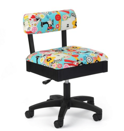 Hydraulic Sewing Chair - Sew Wow Black with Sewing Notions Design