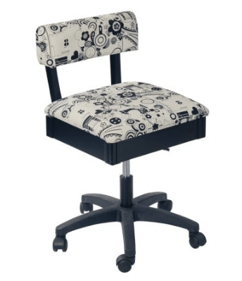 Hydraulic Sewing Chair - Black and White with Notions Design